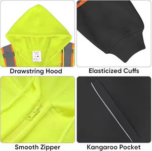 เสื้อฮู้ดสะท้อนแสงแบบเต็มตัว ANSI Class 3 สีเหลืองดำ สำหรับงานอุตสาหกรรม - Product Image 3