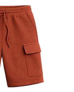 Shorts cargo pour hommes orange rouille, taille élastique, cordon de serrage, streetwear décontracté, multi-poches, shorts d'été, logo personnalisé, fabricant OEM - Product Image 2