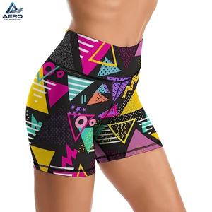 Ropa Deportiva de Yoga con Patrón Geométrico, Cómoda, OEM ODM, Cintura Alta, Control de Abdomen, Shorts Deportivos para Correr y Ciclismo para Mujer - Product Image 1