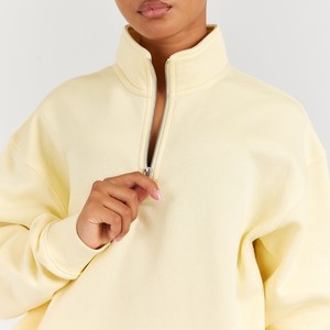 Custom Wholesale High Quality Women Lightweight Loose Crew Neck Half Quarter Zip Sweatshirt <b>Workout</b> Sports Oversized <b>Hoodies</b> - Product Image 2