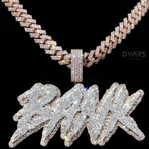 Colgante Personalizado con Nombre de Letra de Moissanita, Cadena Cubana, Estilo Hip Hop Iced Bling, Plata de Ley 925, Chapado en Oro de 18K, Collares y Dijes de Lujo - Product Image 3