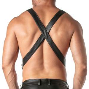 Shorts salopette sexy en similicuir noir pour homme, style fetish, pour clubwear et soirée - Product Image 5