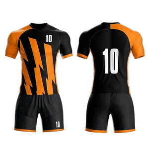 Ensemble de maillots de football pour hommes, col en V, manches courtes, noir, rayures turquoise, polyester respirant, coupe athlétique, toutes saisons - Product Image 6