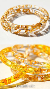 Slim <b>Resin</b> Classic Vintage Bangles with Carved Floral Design and Crown Shape Stackable Women's Cuff Bracelet - Product Image 3
