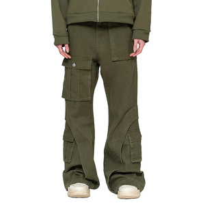 Pantalon cargo décontracté pour homme personnalisé, en coton, avec fermeture éclair, délavé, évasé, prix de gros, OEM, respirant, prix abordable - Product Image 4