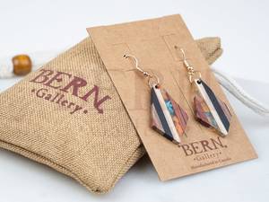 Pendientes de Resina y Madera Pulida Hechos a Mano, Coloridos, Ligeros, Joyería de Diseño Antiguo, Imitación, para Regalos de Boda - Product Image 3