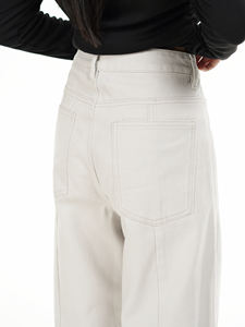 Jean ample en denim de coton de haute qualité pour femme, coupe large, style classique hip-hop, avec boutons décoratifs, blanc - Product Image 5