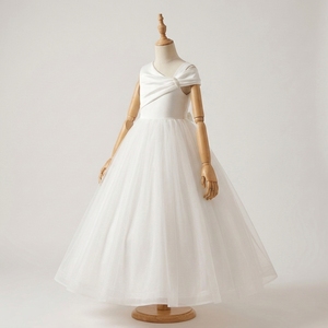 Robe de Demoiselle d'Honneur de Luxe Personnalisée en Ivoire, Bustier en Satin, Jupe en Tulle Souple, Robe de Bal Longueur Genou, Manches Bouffantes, Applique Nœud - Product Image 2