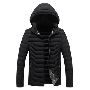 <b>Men's</b> Winter Hooded Puffer <b>Jacket</b> Color Blocking Zipper Closure Waterproof Windproof Casual Outerwear Thick Polyester Front - Product Image 4