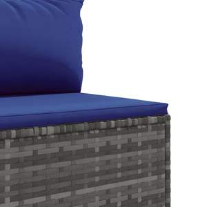Juego de Muebles de Jardín con Cojines Azul Oscuro y Ratán Gris - Product Image 5