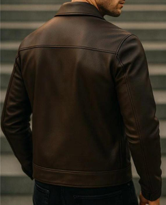 Veste d'hiver pour homme en cuir véritable de haute qualité avec col montant et logo frontal, nouveau design, vente en gros - Product Image 6
