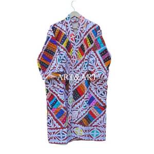 Kimono indio hecho a mano Kantha, bata de baño con múltiples parches, abrigo de algodón para mujer, kimono corto, bata de baño, kimono. - Product Image 6