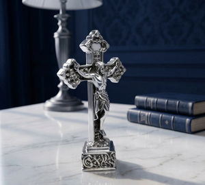 Idole de Jésus plaquée argent oxydé 999 de Jaipur Metals |   Statue chrétienne 100% en laiton |   5 x 3 x 7,5 cm |   74 g |   Cadeau - Product Image 5