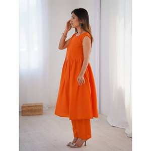 Conjunto de Top y Pantalón de Fiesta de Algodón Naranja Hermoso de FB en Talla XL - Product Image 2