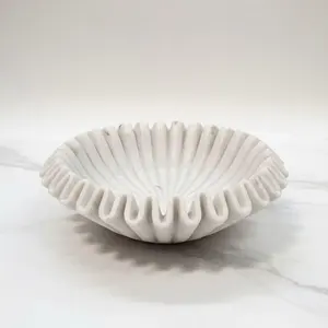 Bols décoratifs classiques en marbre blanc naturel pour mariage et fête, 100 % faits à la main, pour fruits, bijoux, onyx, travertin, style moderne - Product Image 5