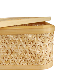 Caja de Regalo Oriental Hecha a Mano de Bambú para Uso Industrial, Cesta de Malla con Diseño de Estrella, Minimalista, Rectangular, para Recuerdos, Empaque de Lujo, al por Mayor - Product Image 2