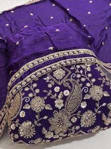 Tela de Lujo con Bordado de Cuentas, Diseño Artesanal con Patrón de Cuentas, Vestido de Novia, Saree, Dupatta, Material Textil Premium - Product Image 2