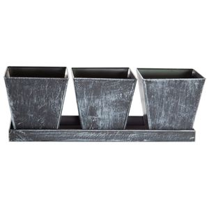 Meilleur ensemble de pots de fleurs rustiques en métal galvanisé tendance avec plateau pour la décoration intérieure et extérieure du jardin, taille et forme personnalisées - Product Image 3