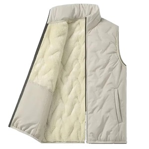 Men's Winter <b>Quilted</b> Vest Stand Collar Zipper Closure Windproof Casual Outerwear Solid Color Polyester <b>Wadding</b> Pockets - Product Image 1