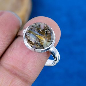 Natural White Shell Gemstone Round Shape Handmade <b>Ring</b> <b>925</b> Sterling <b>Silver</b> Finish - Product Image 3