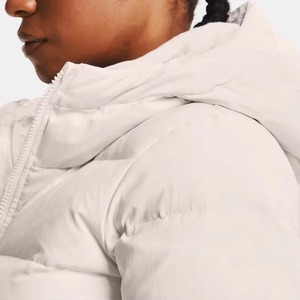 White Quilted Hooded Puffer Jacket for Women Full <b>Sleeve</b> Winter Coat with <b>Detachable</b> Hood Polyester Wadding Regular Length - Product Image 6
