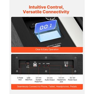 Pianoforte Digitale a 88 Tasti Completamente Pesati, Tastiera Elettrica con Triplo Pedale, Supporto per Pianoforte, Adattatore di Alimentazione, Alta Qualità Musicale - Product Image 6