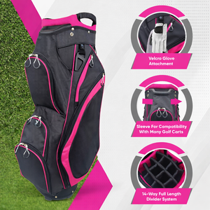 Bolsa de Golf para Mujer con 14 Compartimentos, Organizador de Palos de Golf de Longitud Completa, Ligera, con Detalles en Rosa y Compatible con Carrito - Product Image 3