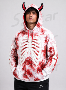 Sweat à capuche graphique noir personnalisé avec impression par sublimation intégrale, idéal pour les fêtes d'Halloween – Fournisseur - Product Image 3