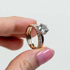 Bague de fiançailles en diamant de laboratoire de luxe VVS Diam 1,00 ct, taille ronde, avec alliance de mariage en or 18K/14K/10K, cadeau de bijoux fins - Product Image 4