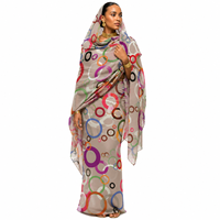 Prix d'usine Thobe soudanais 100% polyester voile léger respirant, robe modeste pour femmes musulmanes, ethnique arabe, 5 yards