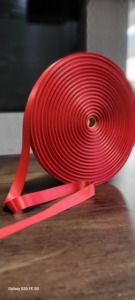 Ruban en satin polyester rouge cramoisi personnalisé, en rouleau, vierge pour sérigraphie par transfert thermique, bande de matériau tissée étroite pour lanière - Product Image 4