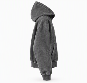 Sweat-shirt à capuche unisexe pour homme, coupe ample, style streetwear hiver, avec logo personnalisé, effet vintage délavé, doublure polaire. - Product Image 4