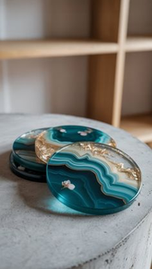 Classic Eco-Friendly Resin Coasters High Quality Heat Resistant Customizable Colors Sizes for <b>Tea</b> Coffee <b>Cups</b> - Product Image 5