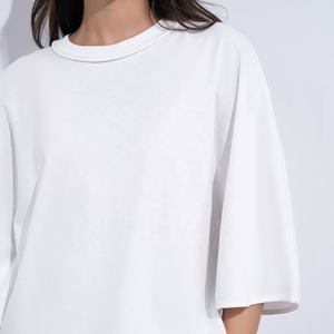 Camiseta de Algodón 100% para Mujer, Talla Grande, a Rayas, Cuello Redondo, Hombros Caídos - Product Image 5