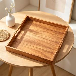 Bandeja de Desayuno de Madera Rústica Premium, Forma Irregular, Diseño Minimalista, Plato de Madera Maciza Resistente, Tipo Bandeja de Servir de Madera - Product Image 5