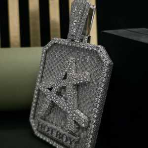 Rectangular Fully Iced Out Custom Letter <b>Pendant</b> Custom VVS Moissanite Hip Hop <b>Pendant</b> Personalized <b>Initial</b> Latter <b>Pendant</b> - Product Image 3