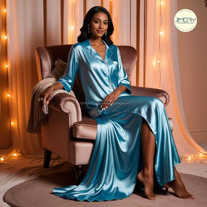 Camisón de Satén de Lujo para Mujer, Verano, Casual, Elegante, Suave, Transpirable, de Secado Rápido, 100% Seda, Manga Corta, Cuello en V, Largo - Product Image 6