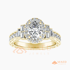 Bague de fiançailles en or avec trois pierres de moissanite taille ronde pour femme, élégant bijou de mariée, cadeau - Product Image 5
