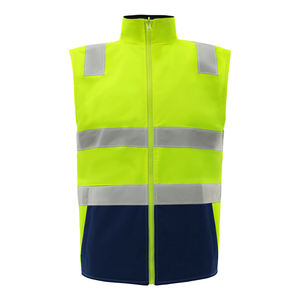 High Visibility Safety <b>Vest</b> Reflective Stripes Zipper Closure Men's Workwear Polyester Material - Product Image 2