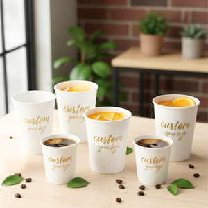 Vaso de Papel Desechable de Doble Pared Personalizado para Bebidas Calientes y Frías Grandes - Product Image 1