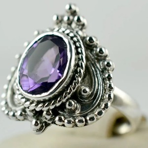 Amethyst <b>Ring</b> Handmade Sterling Silver Bezel Setting Natural Purple Oval Shape Gemstone <b>Boho</b> Jewelry Women's Jeweltech February - Product Image 2