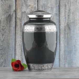 Elegant Crimson Red Metal Cremation Urn with Golden Butterfly & Floral Engraving - Handcrafted <b>Memorial</b> Keepsake for Human Ashes - Product Image 4