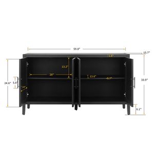 60-Inch Modern Farmhouse Console <b>Table</b> 4-Door Wood Sideboard <b>Buffet</b> Cabinet with Adjustable Shelf Accent Credenz for Living Room - Product Image 4