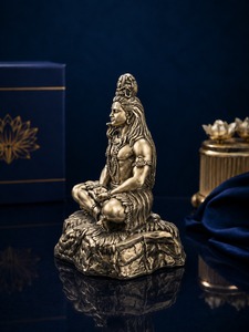 Jaipur Metals Pure Brass Plated Mahadev Idol | 100% Brass Lord <b>Shiva</b> <b>Statue</b> | 4 x 4.5 x 6.1 cm | 55 g | Pooja & Gift - Product Image 5