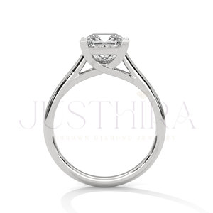 925 <b>Silver</b> Moissanite Diamond <b>Ring</b> 3 TC Vintage Halo 14k White Gold Cathedral Band Pave Bridge Engagement <b>Ring</b> Gift For He - Product Image 3