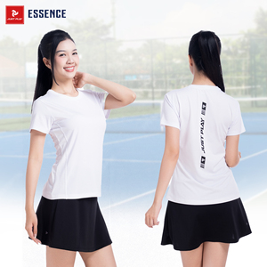 Unisex White Black Short Sleeve Sport T-Shirt Sweat-Wicking Breathable Quick Dry 100% Polyester Logo Left Chest for Adults - Product Image 2