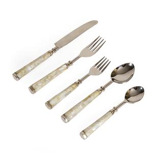 Juego de cubiertos de acero inoxidable 18/10 con mango de resina, cuchara para postre, tenedor para cena, cuchillo, cubiertos dorados de primera calidad, vajilla plateada para mesa - Product Image 2