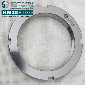 Écrou de blocage à droite DIN 981 KM25 usiné CNC, finition naturelle, pour usage industriel intensif, CLASSE 4, autobloquant, entièrement fileté, sécurisé - Product Image 3