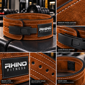 Ceinture de musculation en néoprène marron RHINO FITNESS, réglable, enveloppante, avec soutien lombaire et protection professionnelle pour adultes - Product Image 5