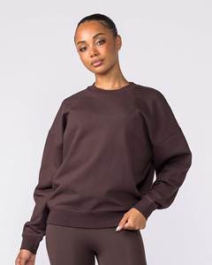 Sweat-shirt pour femme 350 GSM en mélange coton-polyester, molletonné, col rond, uni, teint, coupe oversize, unisexe, décontracté - Product Image 1